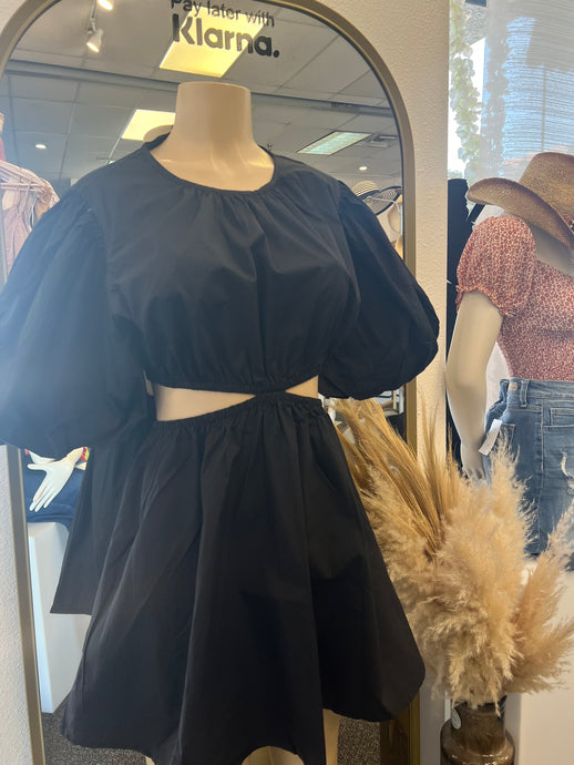 Sasha Black cut Out Poplin Short Dress
