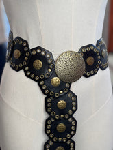 Load image into Gallery viewer, Brianda Bronze/Brown Adjustable Western Flora Hammered Buckle Belt