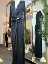 Load image into Gallery viewer, Hailey Black Black Long Sleeve Ruched Maxi Dress