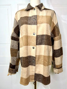 Veronica Brown Oversized Checkered Flannel