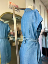 Load image into Gallery viewer, Kendra Button Down Self Tie Denim Short Dress