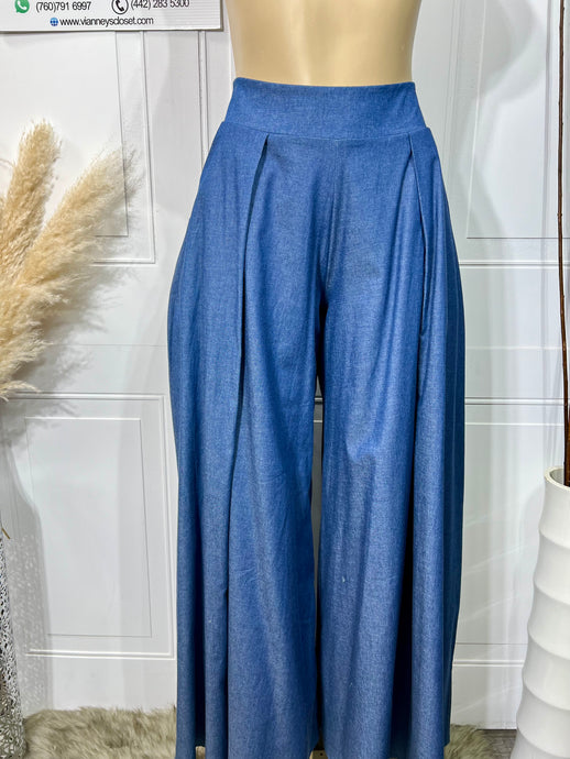 Donna Denim Super Wide Leg Palazzo High Rise Pants