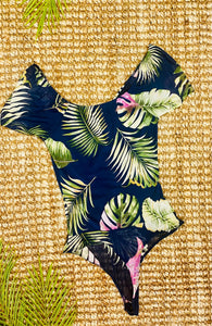 Caroline Black or Blue Leaf Print bodysuit