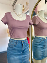 Load image into Gallery viewer, Camille Smoky Pink or Black Short Sleeve Crop Top