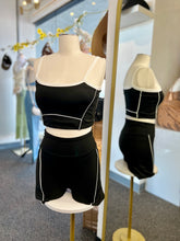 Load image into Gallery viewer, Dahlila 2 Piece Natural Yellow, Black, or Mocha White Lined Crop Top and Short Gym Set