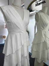 Load image into Gallery viewer, Jenny White Surplice Tiered Sleeveless Midi Dress