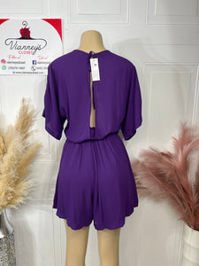 Corine Purple Front Gold Chain Tie Romper