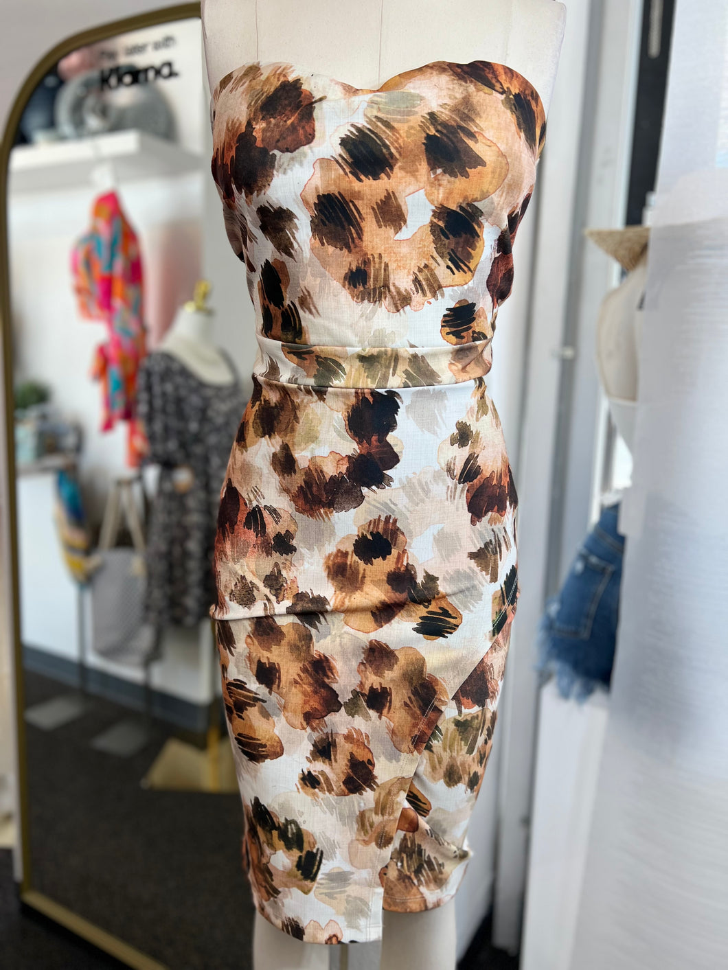 Andrea Animal Print Strapless Padded Stretchy Tube Dress