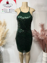 Load image into Gallery viewer, Laura Grey or Green Sequins High Neckline Sequin Dress