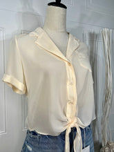 Load image into Gallery viewer, Elaine Tan  Button Down Tie Front Leaf  Short Sleeve Top