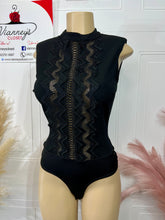 Load image into Gallery viewer, Penelope Black or White Round Neck Embroidered Bodysuit