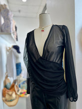 Load image into Gallery viewer, Darlene Black Shimmer Long Sleeve Blouse