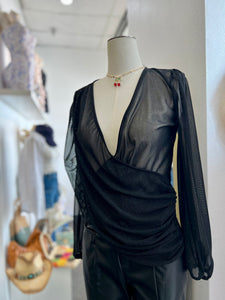 Darlene Black Shimmer Long Sleeve Blouse