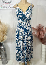 Load image into Gallery viewer, Daisy Blue and White Floral Surplice Long Dress