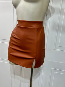 Bertha Short PU Caramel Skirt