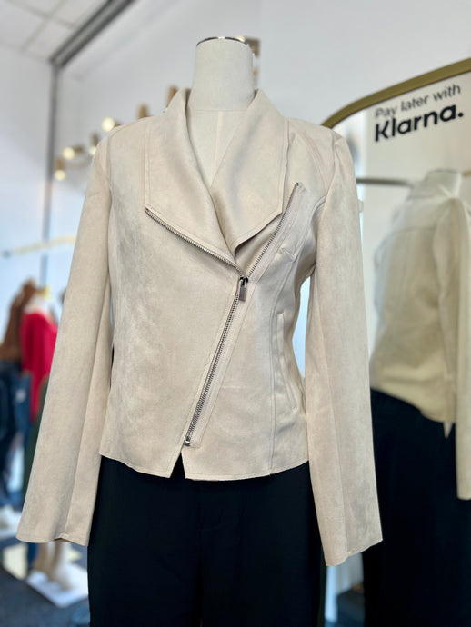 Nicole Natural Suede Stretchy Moto Jacket