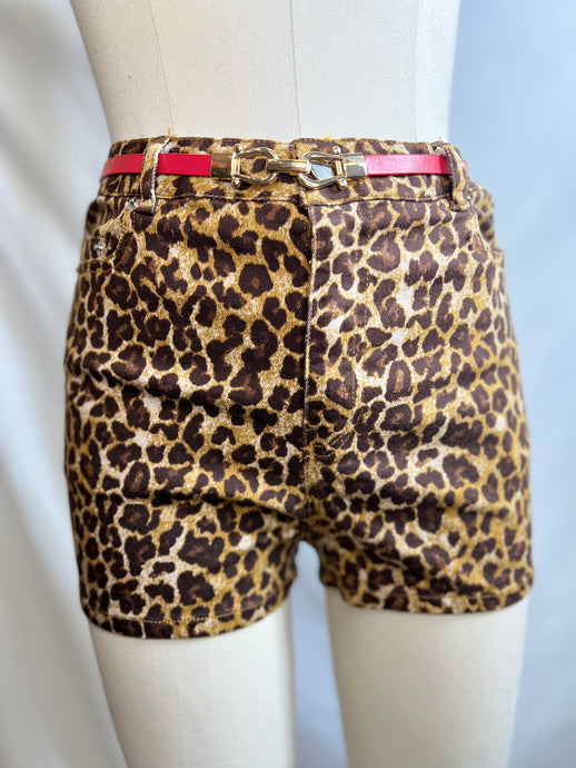 Viviana Animal Print Belted Shorts