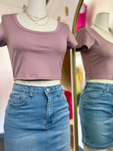 Load image into Gallery viewer, Camille Smoky Pink or Black Short Sleeve Crop Top