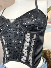 Load image into Gallery viewer, Belinda Black Sequence Spaghetti Strap Corset