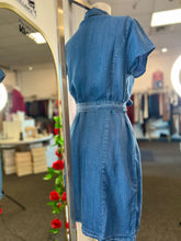 Load image into Gallery viewer, Kendra Button Down Self Tie Denim Short Dress