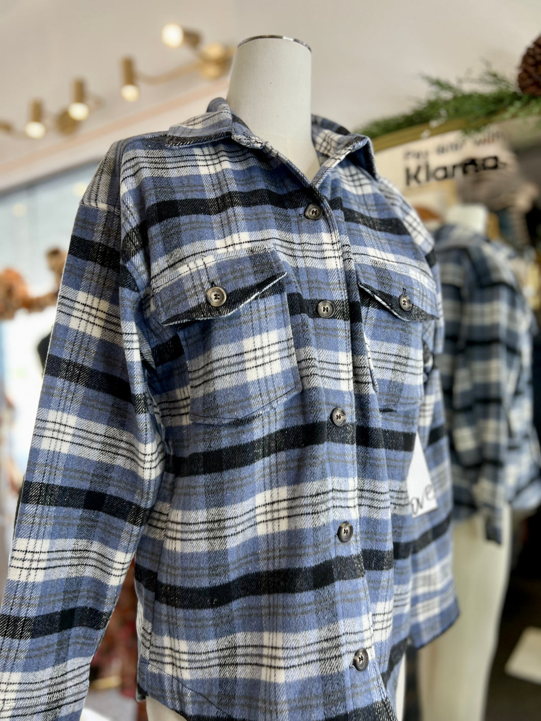 Nathalie Blue plaid Shacket