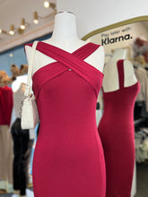 Load image into Gallery viewer, Camilla Cabernet Stretchy Cross Neck Bodycon Dress