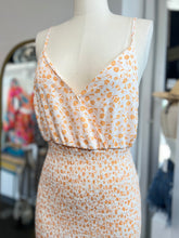 Load image into Gallery viewer, Clearance Orange Floral V Neck Spaghetti Strap Smocked Mini Dress