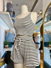 Load image into Gallery viewer, Miranda Top and Short White and Black Striped Set