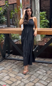 Regina Khaki or Black Halter Maxi Dress