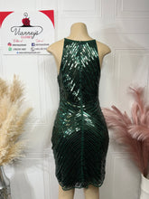 Load image into Gallery viewer, Laura Grey or Green Sequins High Neckline Sequin Dress