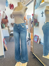 Load image into Gallery viewer, Chloe High Rise Destructed Wide Leg Medium Blue Jeans