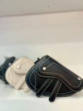 Load image into Gallery viewer, CD Inspired Black, Ivory or Beige Saddle Style Bag with White Stitching
