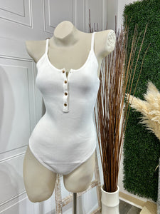 Sidney Black or Taupe Spaghetti Strap Ribbed Buttoned Up Bodysuit