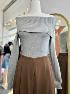 Elena Knit Off-The Shoulder Long Sleeve Top