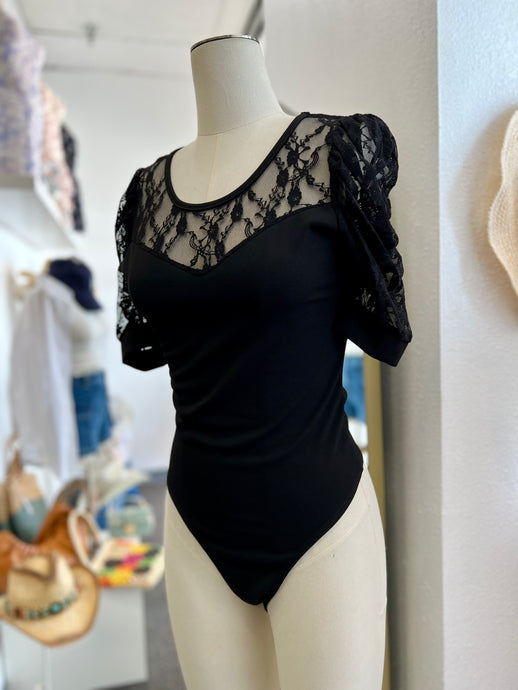 Beckie Black Lace Design Bodysuit