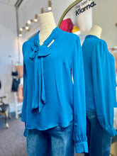 Load image into Gallery viewer, Pearl Long Sleeve Tie Front Blouse
