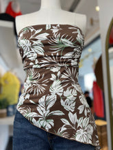 Load image into Gallery viewer, Trish Brown Tropical Strapless Top