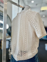 Load image into Gallery viewer, Makayla Effortless Hollow Out Knit Top Mandarin Neckline Button Down Top