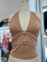 Load image into Gallery viewer, Ana White or Beige Elastic Halter O-Ring Top
