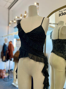 Baily Faux Swarovski Black Spaghetti Strap Top