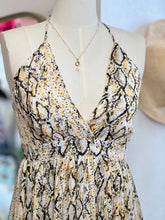Load image into Gallery viewer, Donna Yellow, Gold, Black Snakeskin Maxi Dress