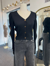 Load image into Gallery viewer, Alice Black Ribbed Long Sleeve Fitted Sweater