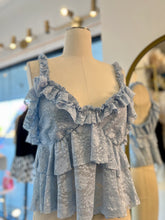 Load image into Gallery viewer, Romina Ivory Or Sky Blue Lace Ruffle Detail Top
