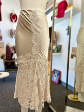 Load image into Gallery viewer, Lucille Natural Long Satin Lace Skirt