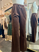 Load image into Gallery viewer, Genevie Brown Elastic Waist Velour Sweatpants