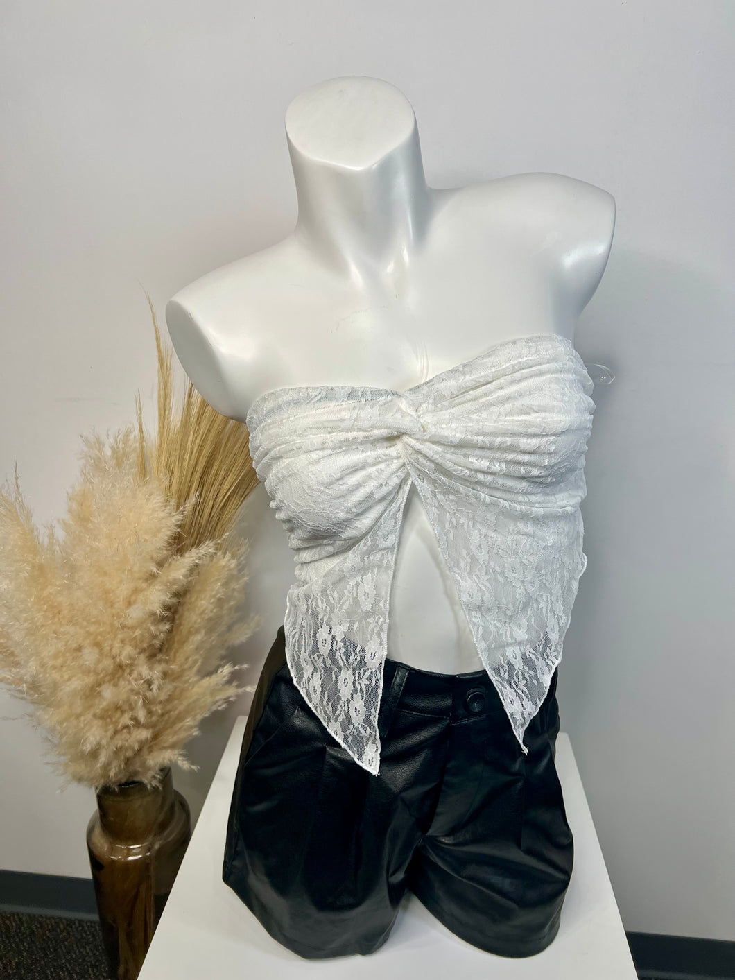 Julia White/Black Lace Strapless Top