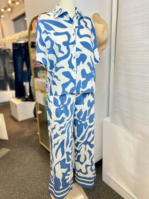 Ashley Green or Blue 2 Piece Pants Set
