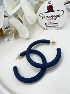Felicia Gray or Blue C-Shape Earrings