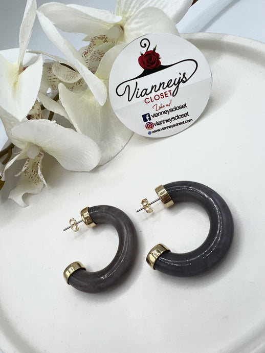 Natalia Purple Clear Acrylic C-Shape Earrings