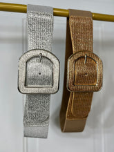 Load image into Gallery viewer, Arleth Silver and Khaki Elastic Leather Belt